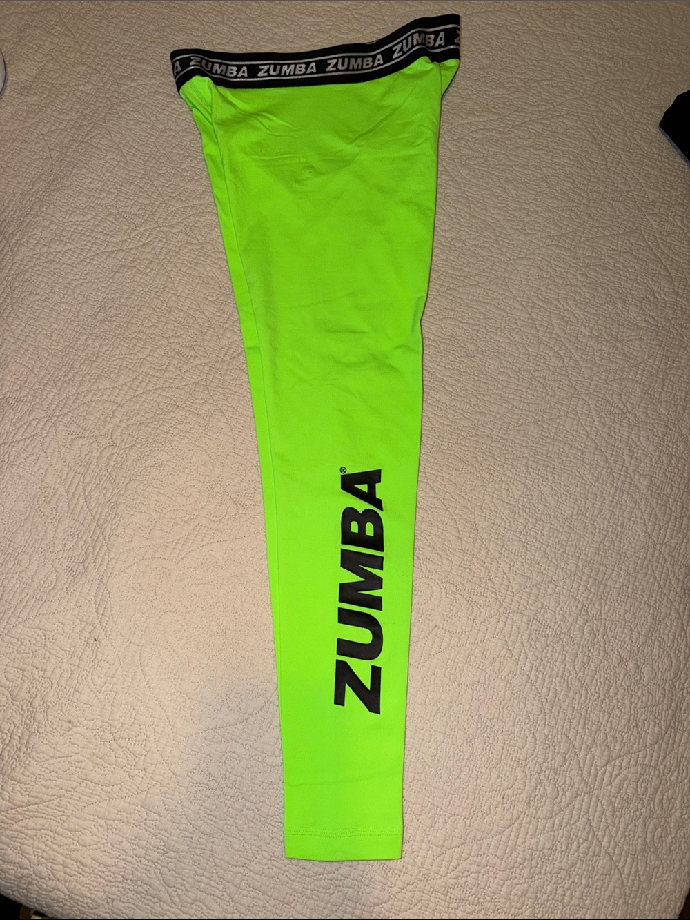 Zumba Fitness Neon Lime Green Leggings with Black Logo